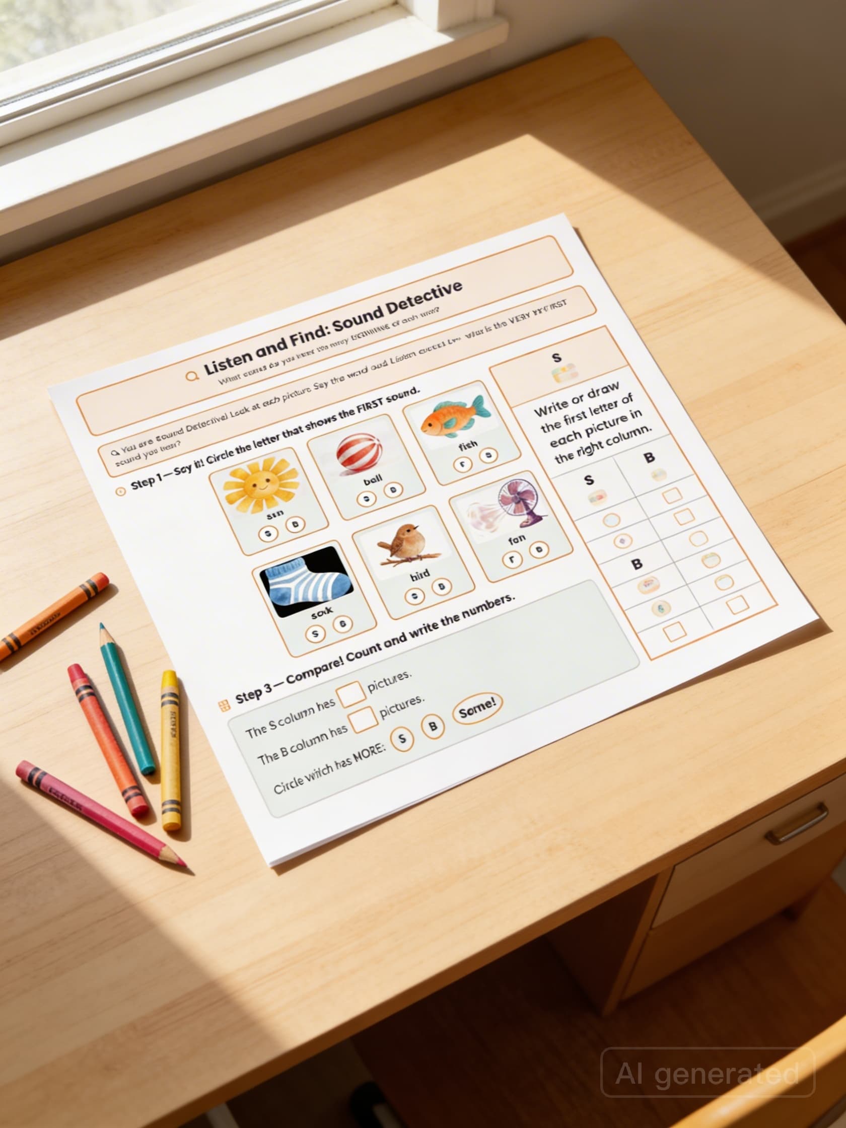 Polpetto worksheet with colorful classroom supplies