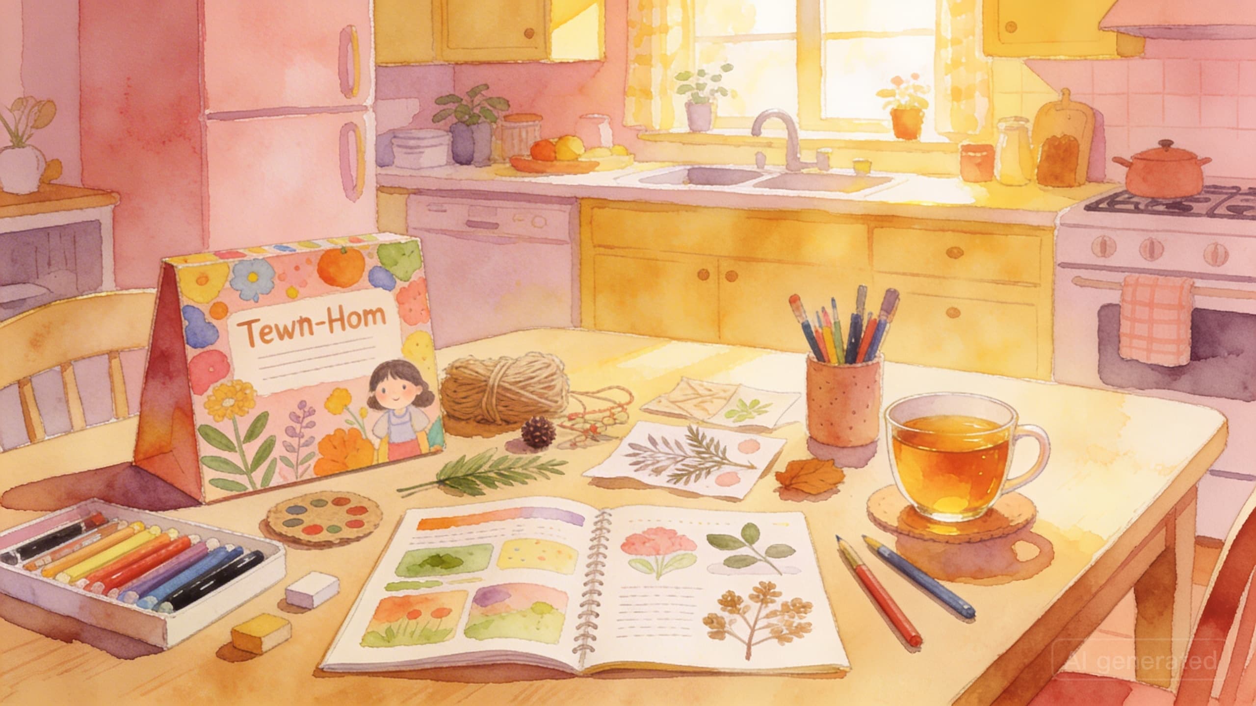 Family enjoying a learning activity together at home