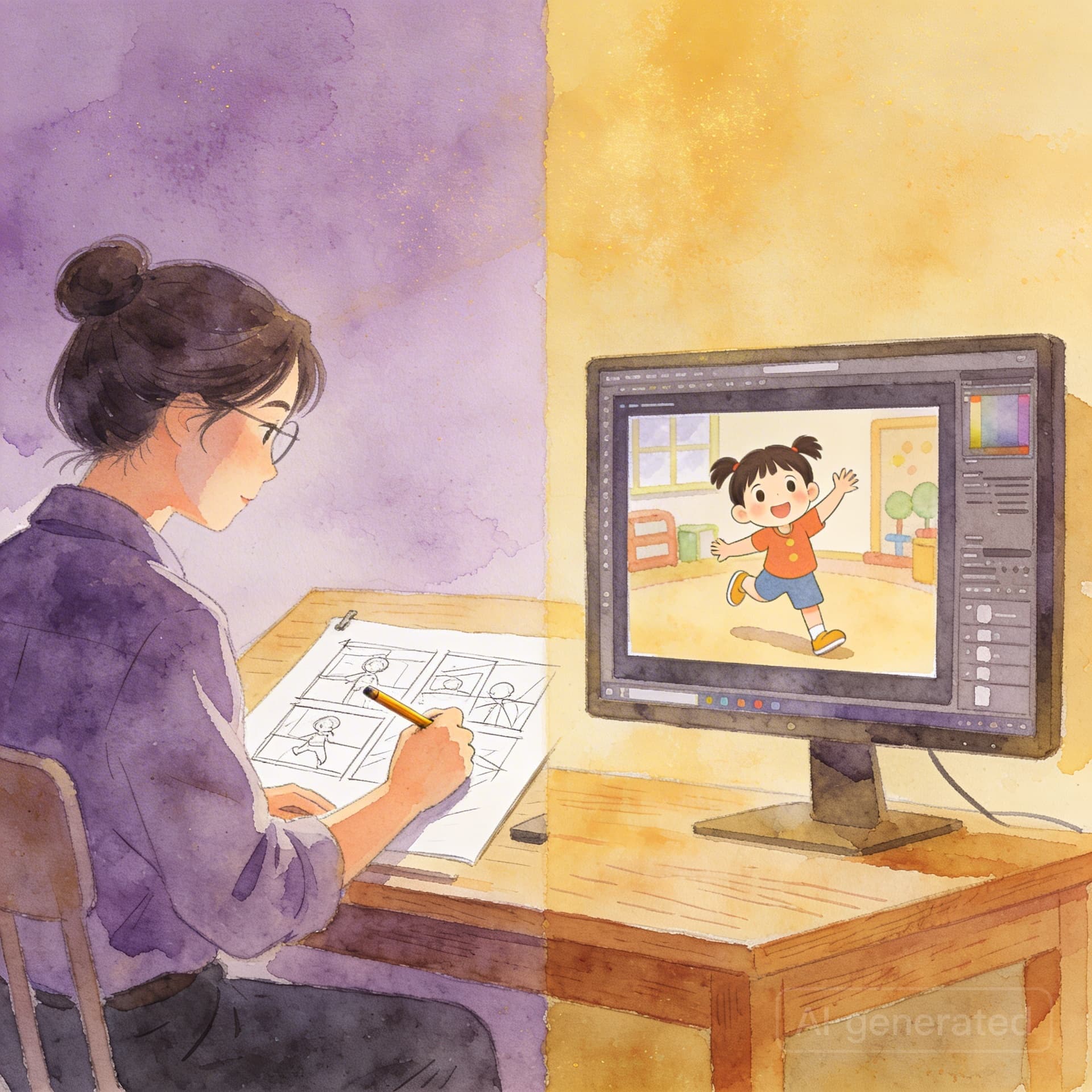 Animated learning video being created with child-specific content